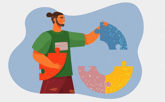 illustration of man putting puzzle back together