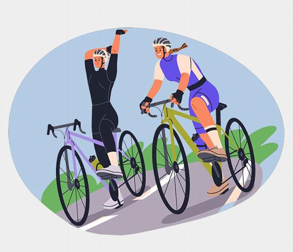 illustration of two cyclists on bikes